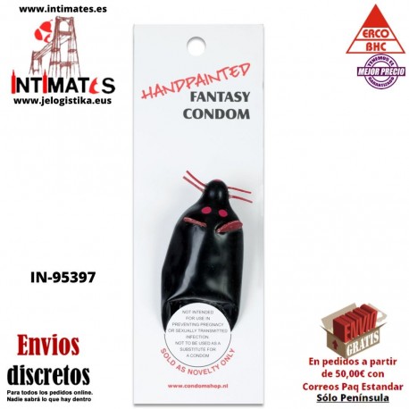 Ratón Negro XL · Condón pintado a mano · Erco