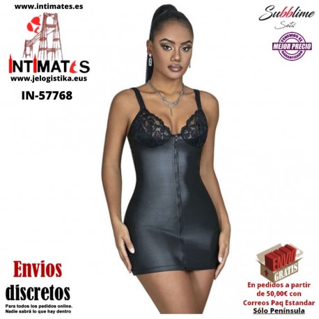 No. 957768 · Vestido de cuero negro con cremallera · Subblime