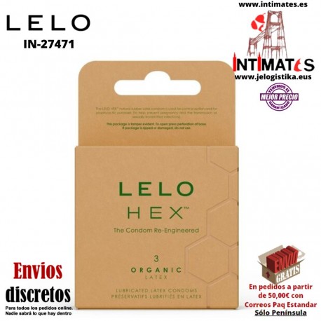 HEX™ Organics Condom 3uds · Resistencia, finura y sensibilidad · LELO