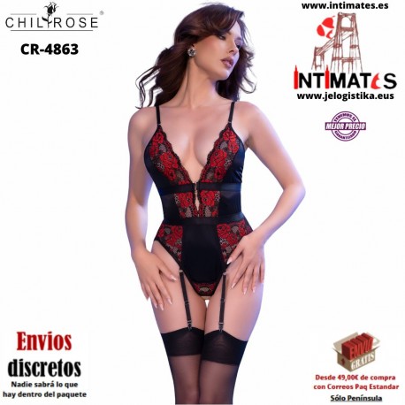 CR-4863 · Body rojo con medias · Chilirose