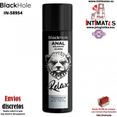 Anal Relaxing con Jojoba · Lubricante a base de silicona 30ml · BlackHole