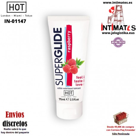 Superglide Frambuesa · Lubricante comestible a base de agua · HOT
