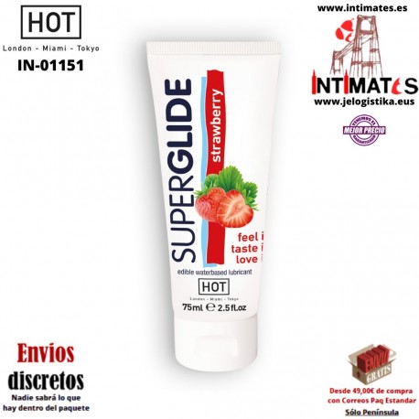 Superglide Fresa · Lubricante comestible a base de agua · HOT
