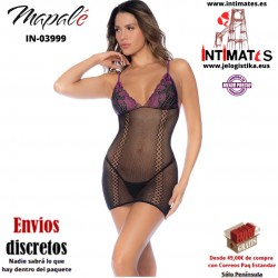 No. 1123 · Vestido de red corto y seductor con copas de encaje · Mapalé