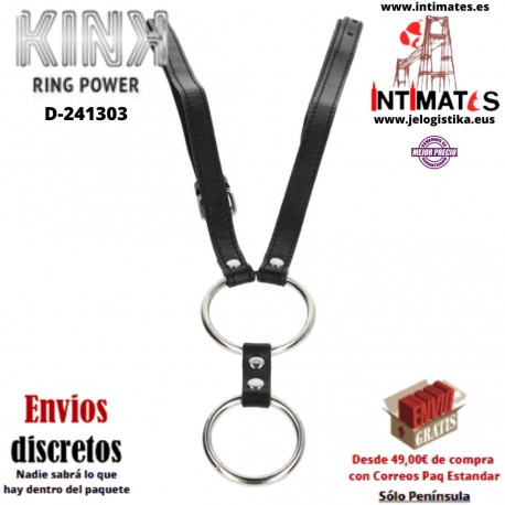 Anillo pene doble metas con cinturón de polipiel 112cm · Kink