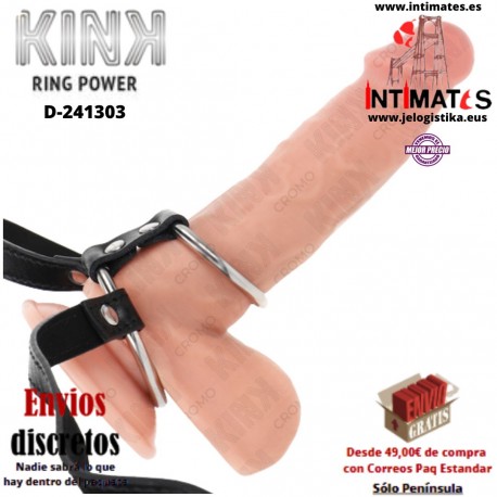 Anillo pene doble metas con cinturón de polipiel 112cm · Kink
