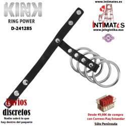 Anillos de metal para el pene conectados por correa de cuero · Kink