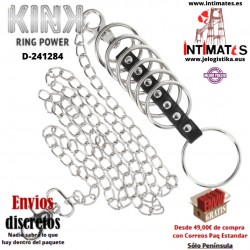 Anillos de metal para el pene conectados por correa y cadena y metal · Kink