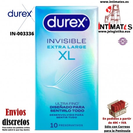 Invisible XL · Preservativos para maximizar las sensaciones - 10u · Durex