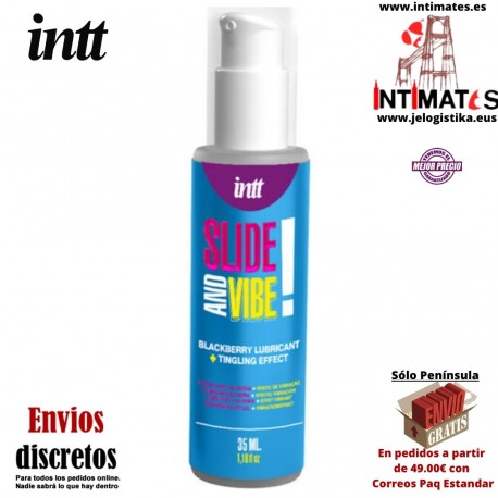 Slide & Vibe · Lubricante Íntimo besable con sabor a mora · Intt