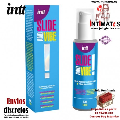 Slide & Vibe · Lubricante Íntimo besable con sabor a mora · Intt