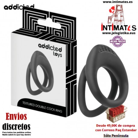 Textured Double Cock Ring  · Anillo texturizado doble para el pene · Addicted toys
