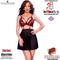 CR-4869· Babydoll negro / rojo · Chilirose