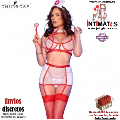 CR-4868 · Disfraz de enfermera blanco/rojo · Chilirose