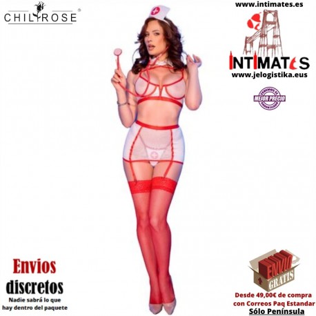 CR-4868 · Disfraz de enfermera blanco/rojo · Chilirose