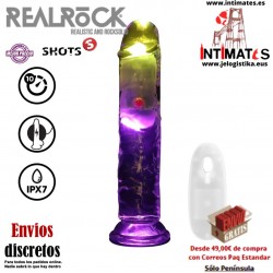 LED Vibrating Straight Cock · Pene recto con vibración 180mm · RealRock