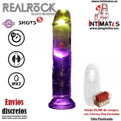 LED Vibrating Straight Cock · Pene recto con vibración 180mm · RealRock