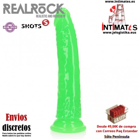 Glow in the Dark 8" · Consolador delgado y realista con ventosa · RealRock