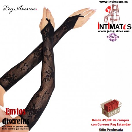 Floral lace arm warmer gloves · Calentadores de brazos extralargos tipo guantelete de red floral · Leg Avenue