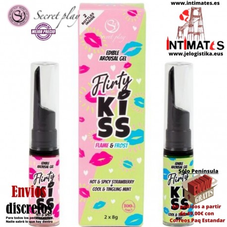 Flirty Kiss · Geles estimulantes comestibles · Fresa y menta · Secret Play