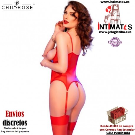 CR-4873 · Corsé de color rojo intenso · Chilirose