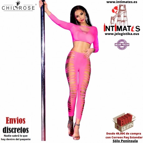 CR-3654 · Conjunto rosa con aberturas · Chilirose