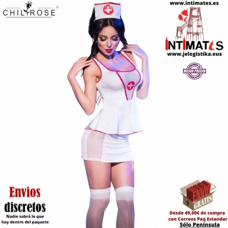 CR-4160 · Disfraz de enfermera blanco/rojo · Chilirose