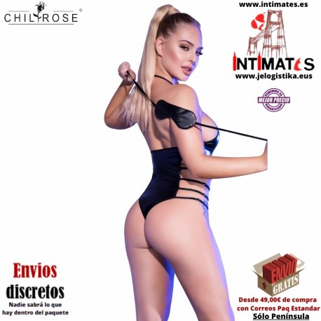 CR-4361 · Body de tejido brillante que imita el cuero · Chilirose