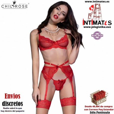 CR-4413 · Conjunto rojo de delicado encaje · Chilirose