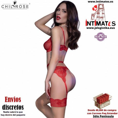 CR-4413 · Conjunto rojo de delicado encaje · Chilirose