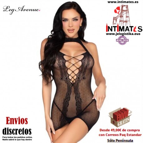 Mini vestido negro con detalles de corazones · Leg Avenue