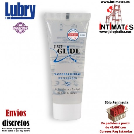 Just Glide Water · Lubricante a base de agua 20ml · Lubry