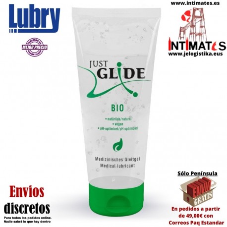 Just Glide BIO · Lubricante orgánico a base de agua 200ml · Lubry