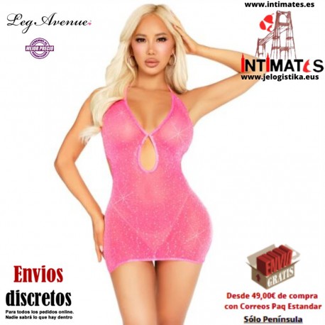 Vestido con abertura en la cabeza y pedrería · Leg Avenue