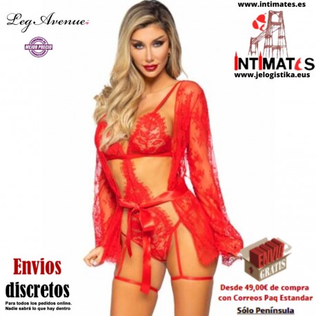 Bata y body  de tela de encaje · Leg Avenue