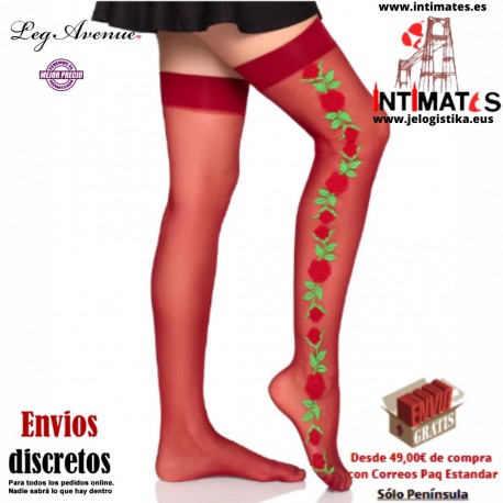 Medias de licra con rosas · Leg Avenue