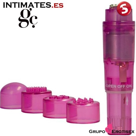 Pocket Vibe · Estimulador con cabezales - Rosa · GC